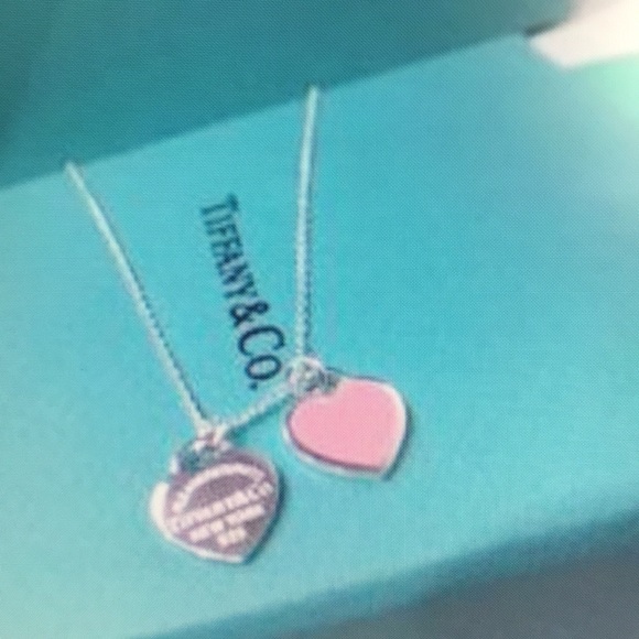 Tiffany & Co Pink and Silver Heart Pendant Necklace - Picture 2 of 4